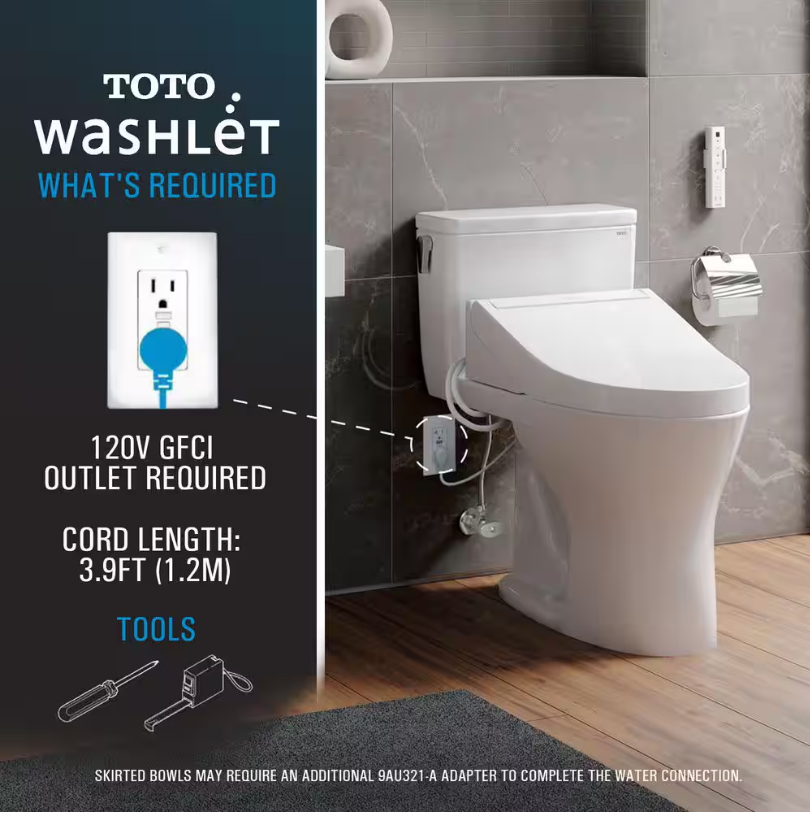 TOTO S300e WASHLET Electric Bidet Seat for Round Toilet with EWATER+ in Cotton White