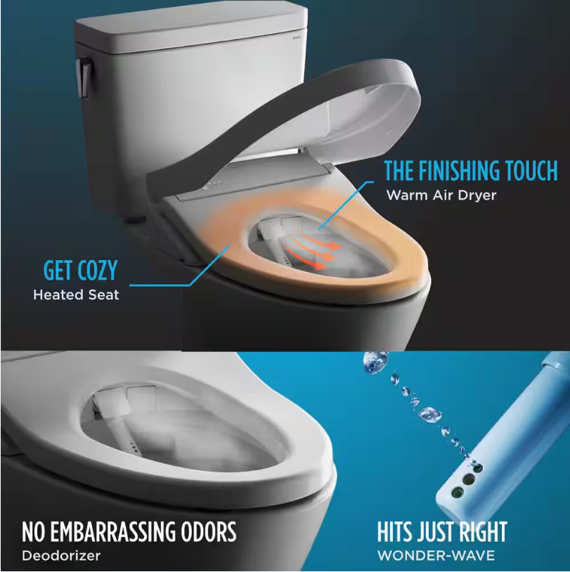 TOTO S300e WASHLET Electric Bidet Seat for Round Toilet with EWATER+ in Cotton White