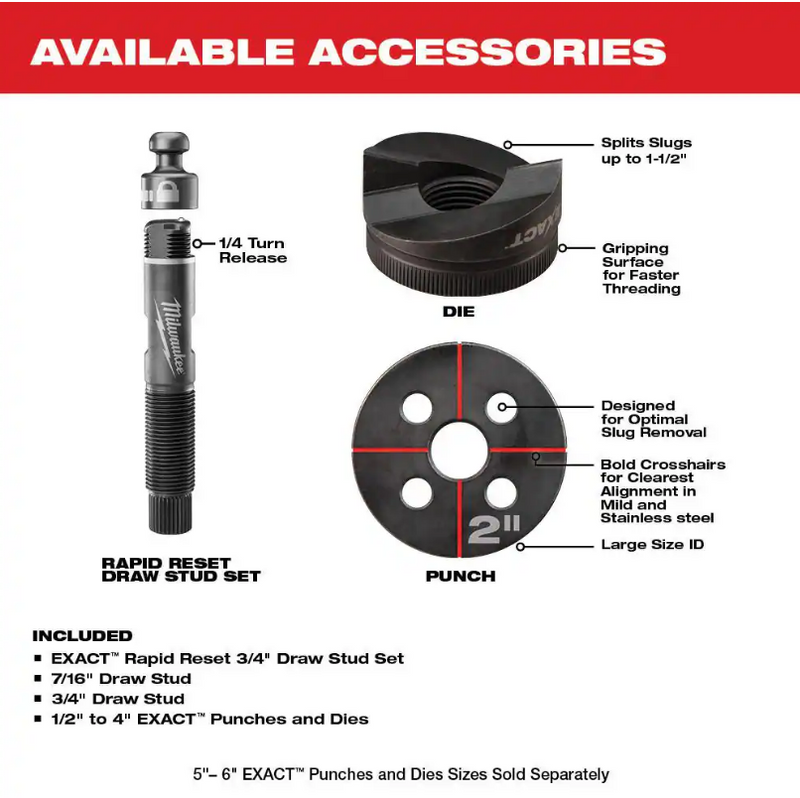 Milwaukee 2676-23 M18 Forcelogic 10-ton Knockout tool 1/2" to 4" Kit