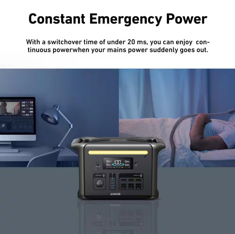 Anker SOLIX F1500 1800-Watt Push Button Start Battery Generator with Power-Saving Mode